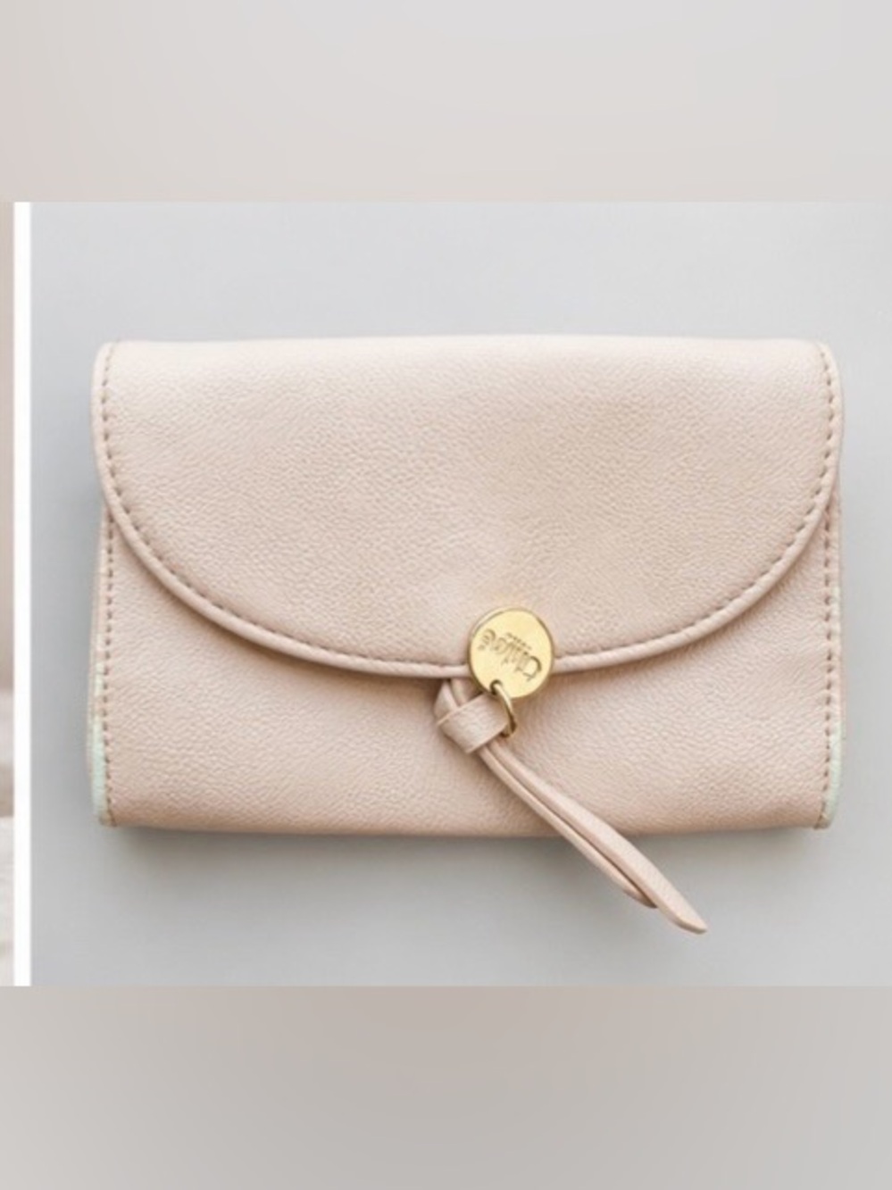 Chloe Pale Pink Leather Wallet with Gold-Tone Button